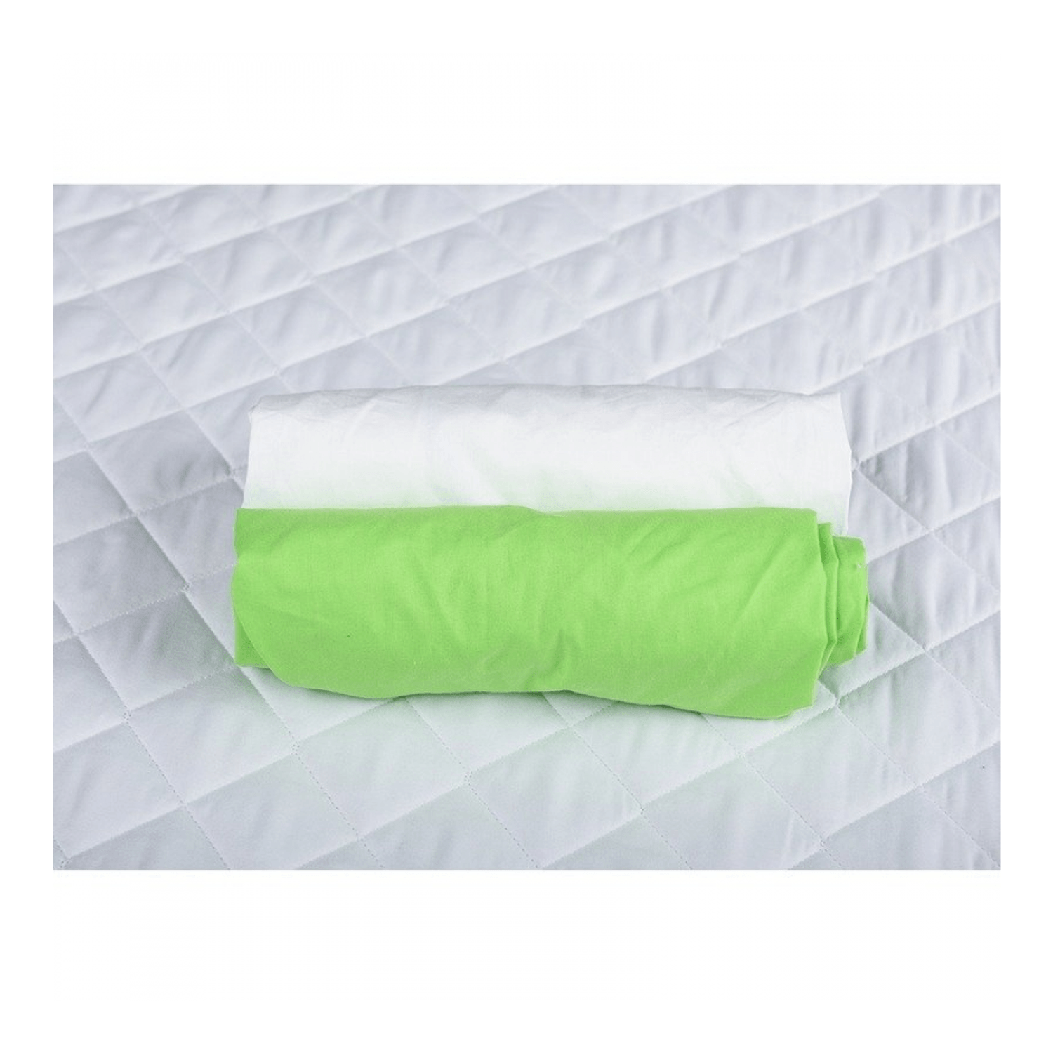 BabyNeeds - Set 2 cearceafuri cu elastic 120x60 cm, Verde+Alb fotografia produsului