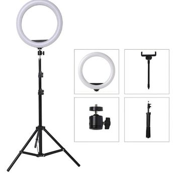 Lampa circulara ring fill light,led smd, 3 trepte lumina, telecomanda pe fir, trepied inclus, 30 cm- 12c