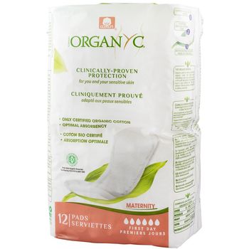 Absorbante intime din bumbac 100% organic, pentru perioada de dupa nastere 12 buc Organyc Corman Organyc