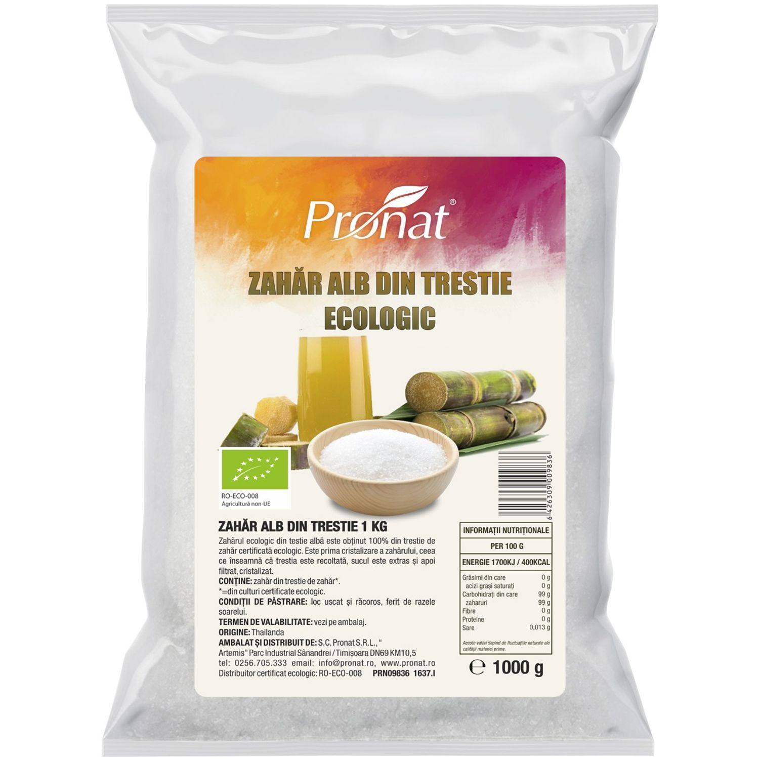 Zahar alb Bio din trestie, 1kg fotografia produsului