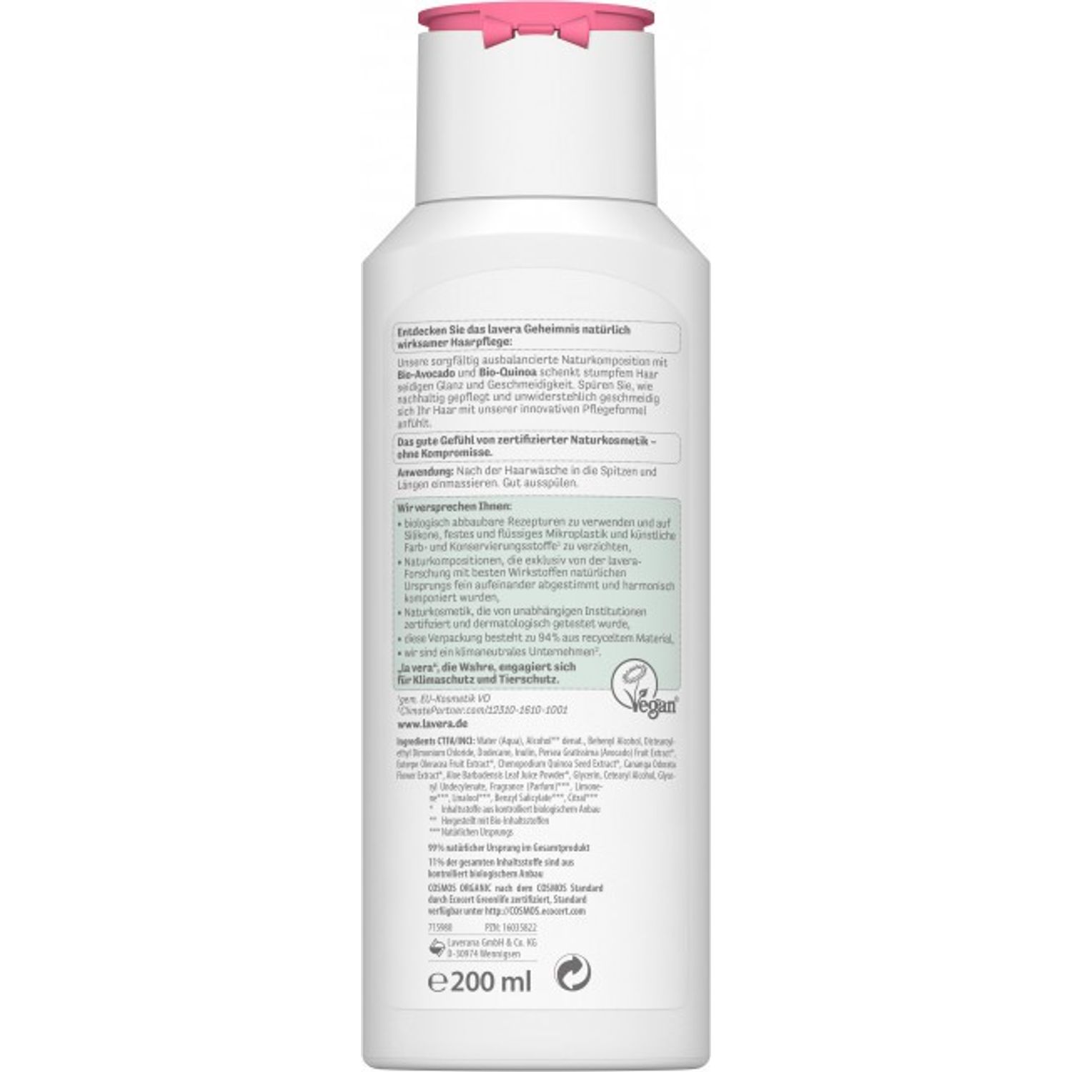 Balsam Bio pentru stalucire si flexibilitate, 200ml Lavera fotografia produsului View 2 L