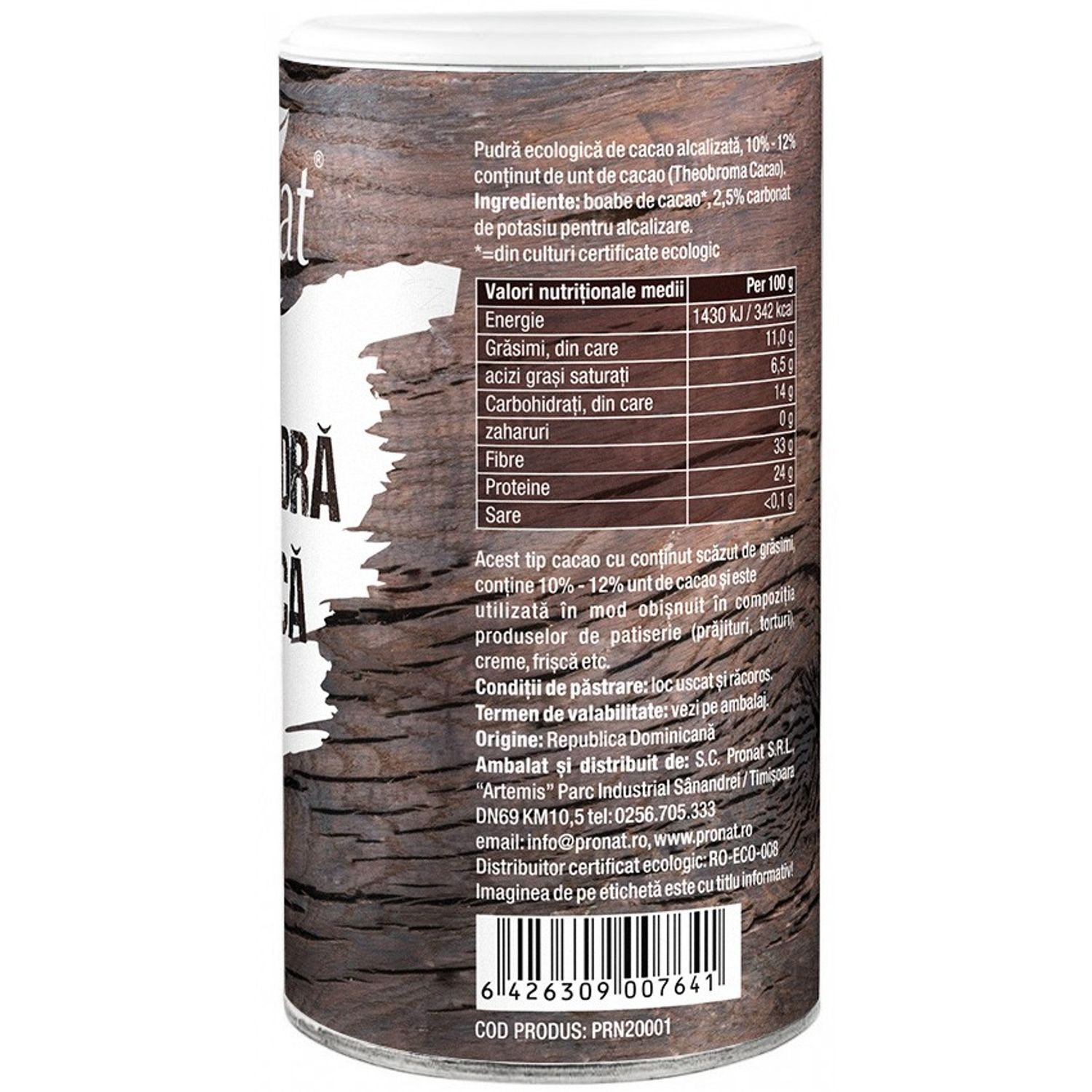 Cacao pudra Bio, 200 g fotografia produsului View 3 L
