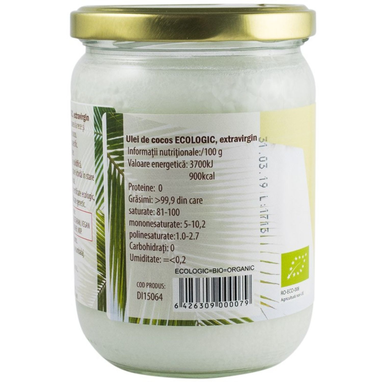 Ulei de cocos Bio extravirgin, 500 ml fotografia produsului View 2 L