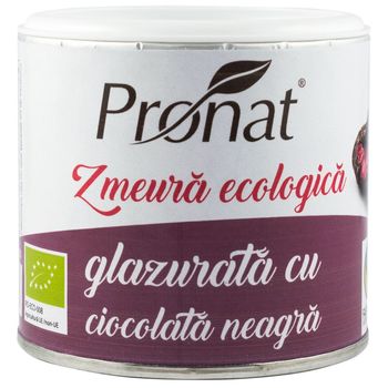 Zmeura glazurata cu ciocolata neagra bio, 100 g