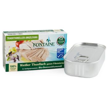 Ton alb in ulei bio de floarea soarelui presat la rece, 120g fontaine