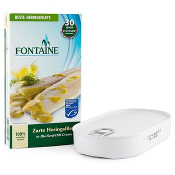 File de hering fraged in sos bio cu mustar si marar, 200g fontaine