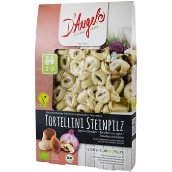 Tortellini bio cu ciuperci si ceapa, 250g d'angelo pasta