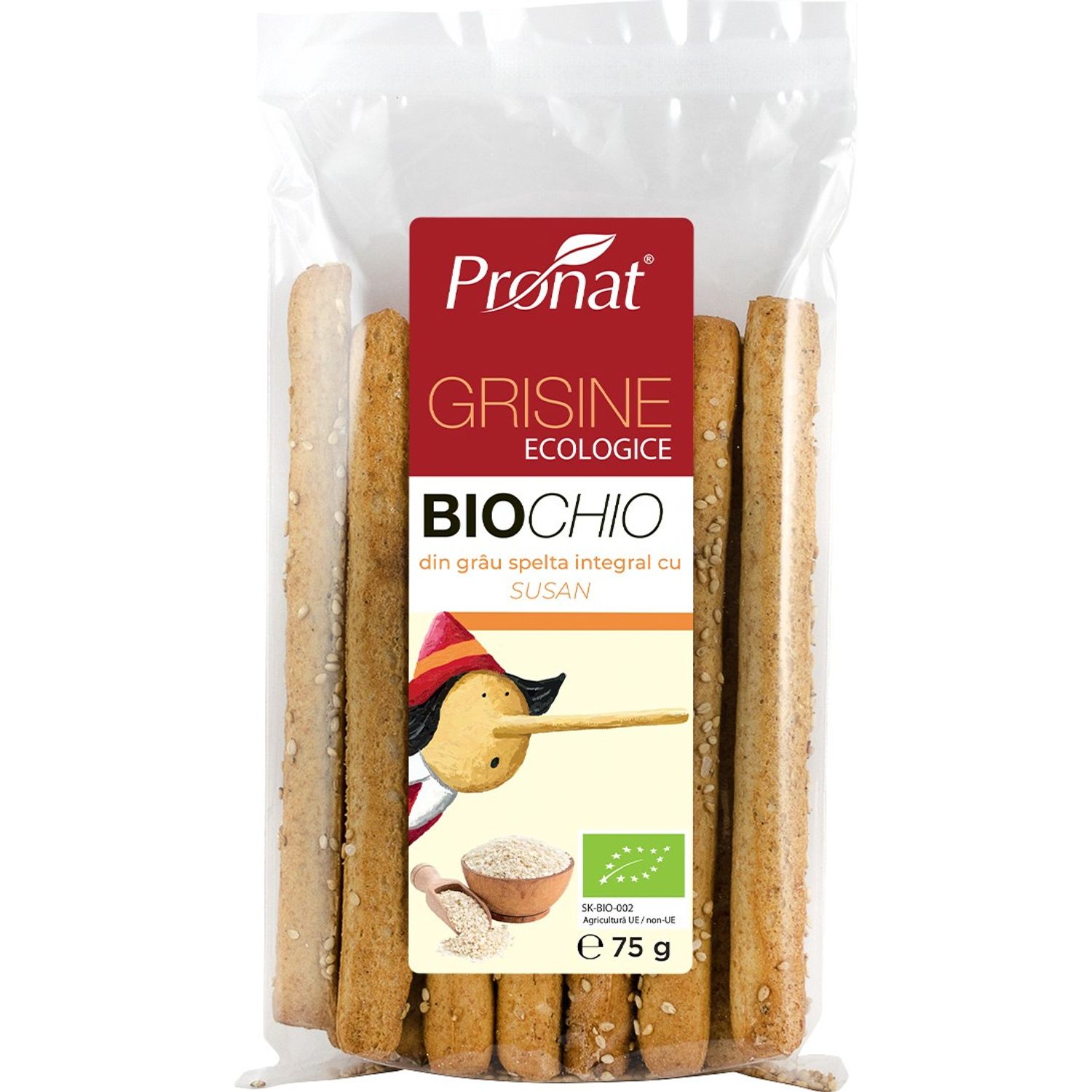 Grisine Bio din faina integrala de grau spelta cu susan 75g fotografia produsului