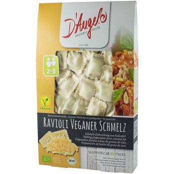 Ravioli bio cu branza fondanta vegana, 250 g d'angelo pasta