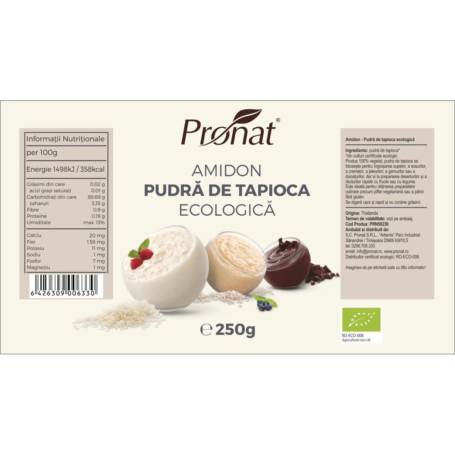 Amidon pudra de tapioca Bio, 250g fotografia produsului View 3 L