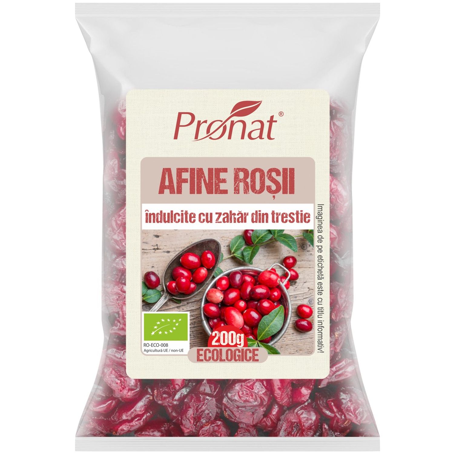 Afine rosii Bio indulcite cu zahar din trestie, 200g fotografia produsului