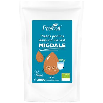 Pudra bio pentru bautura instant de migdale 260g