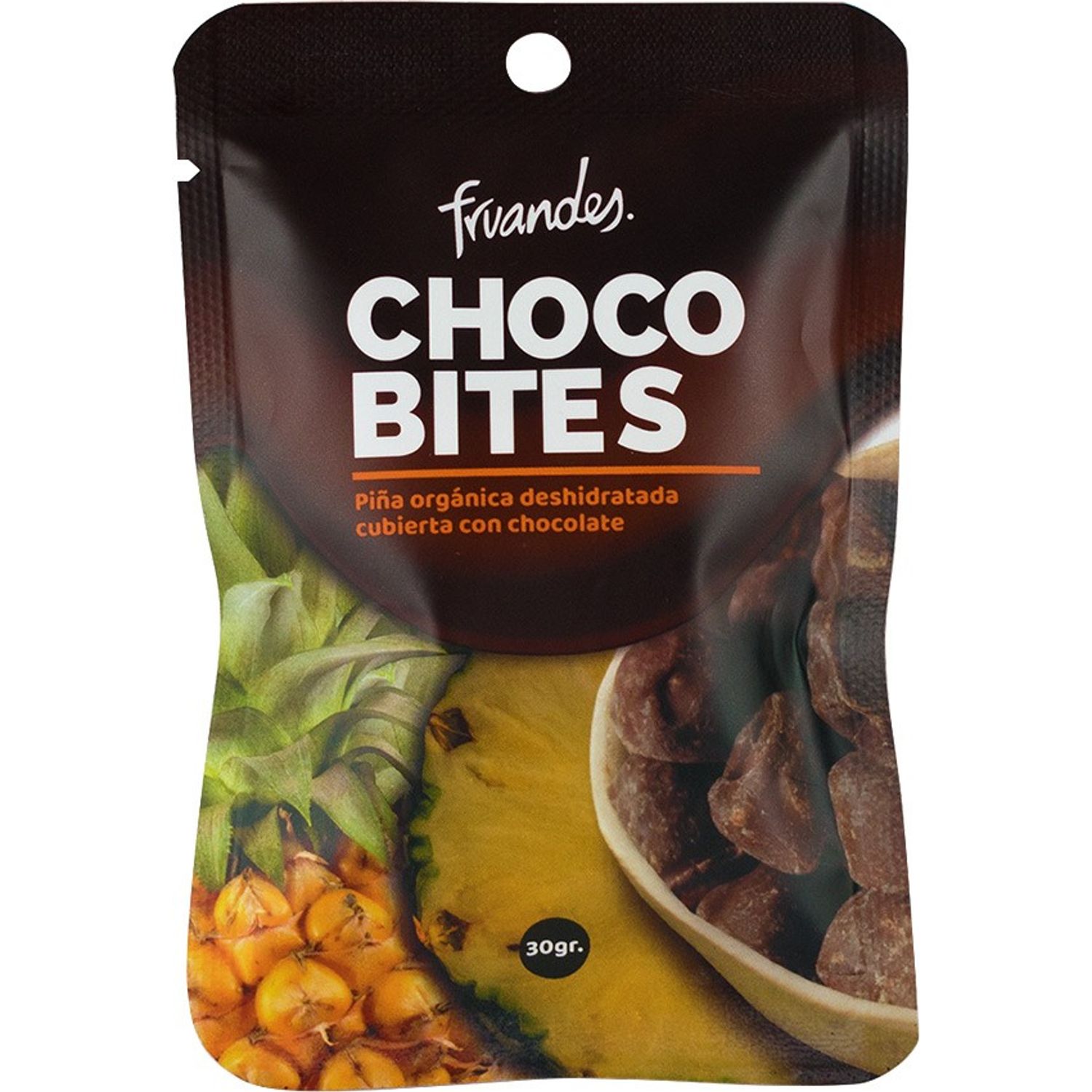 Ananas deshidratat invelit in ciocolata, Bio, 30g Fruandes fotografia produsului