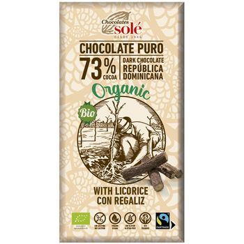 Ciocolata neagra Bio cu lemn dulce 73% cacao, 100 g Chocolates Sole Chocolates Sole Alimentare & Superfoods