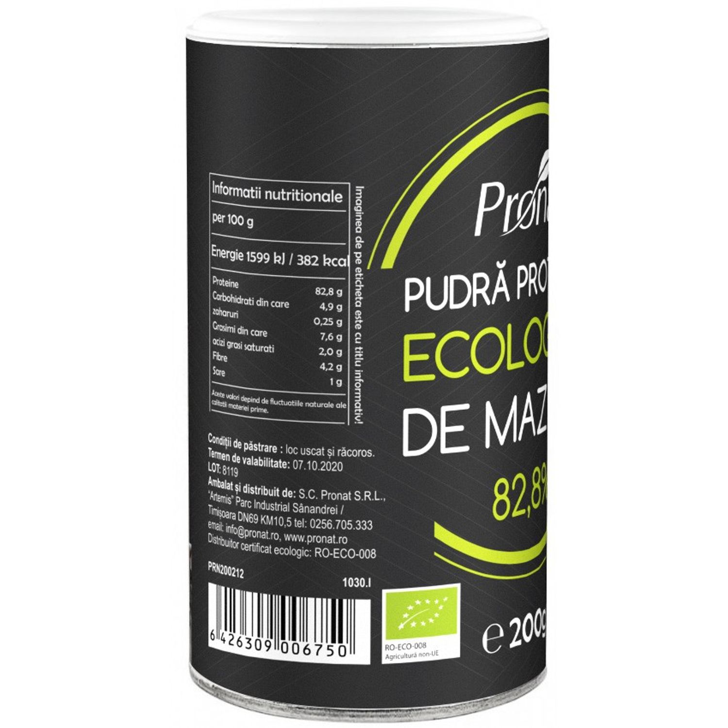 Pudra proteica Bio de mazare, 200g fotografia produsului View 4 L