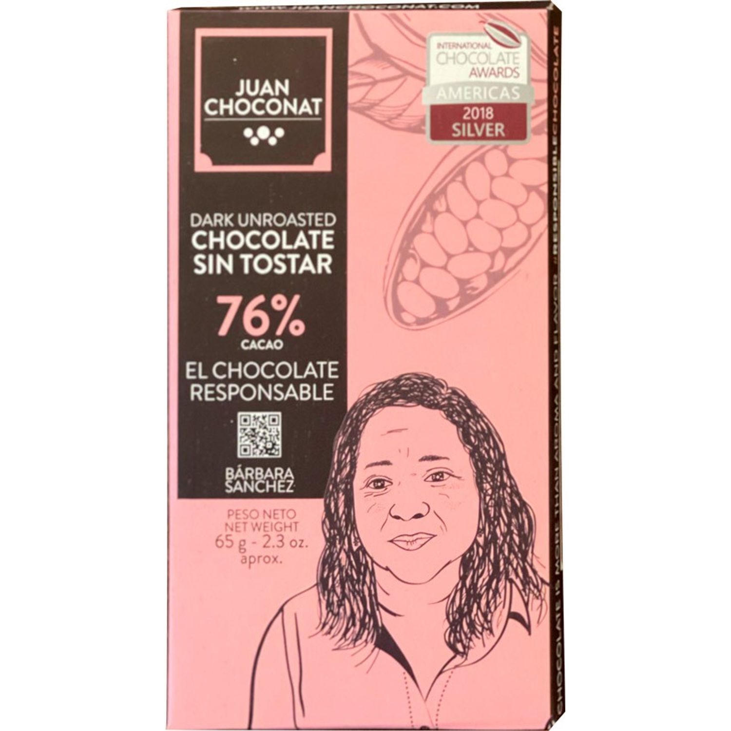 Ciocolata 76% cacao neprajita, 65g Juan Choconat fotografia produsului