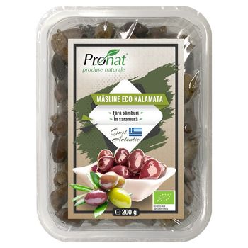 Masline kalamata bio, fara samburi, in saramura, 200 g