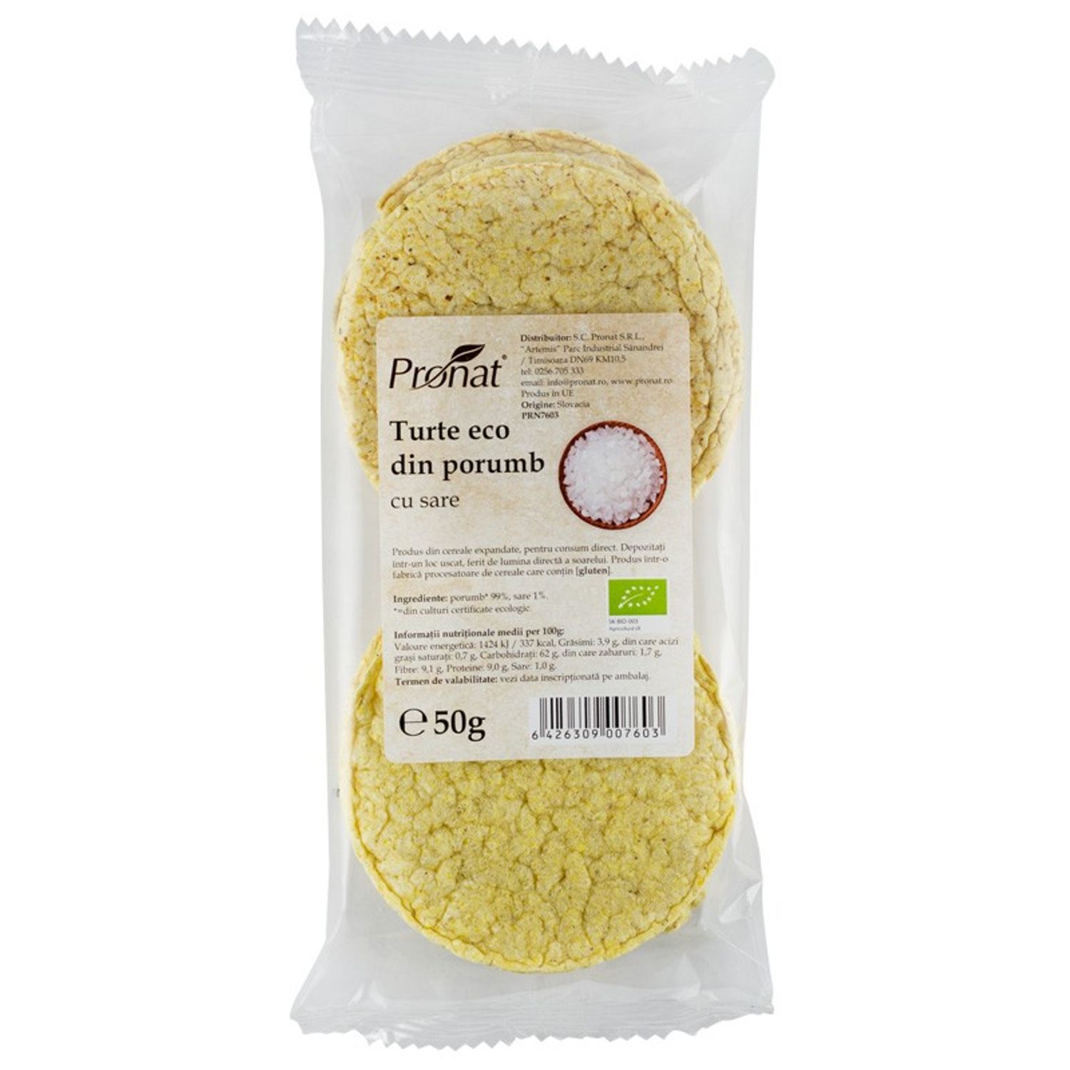 Turte Bio din porumb cu sare, 50g fotografia produsului