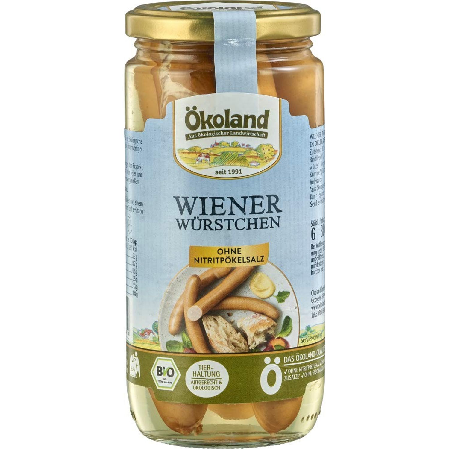 Cremvursti vienezi Bio, 380 g/180 g okoland fotografia produsului