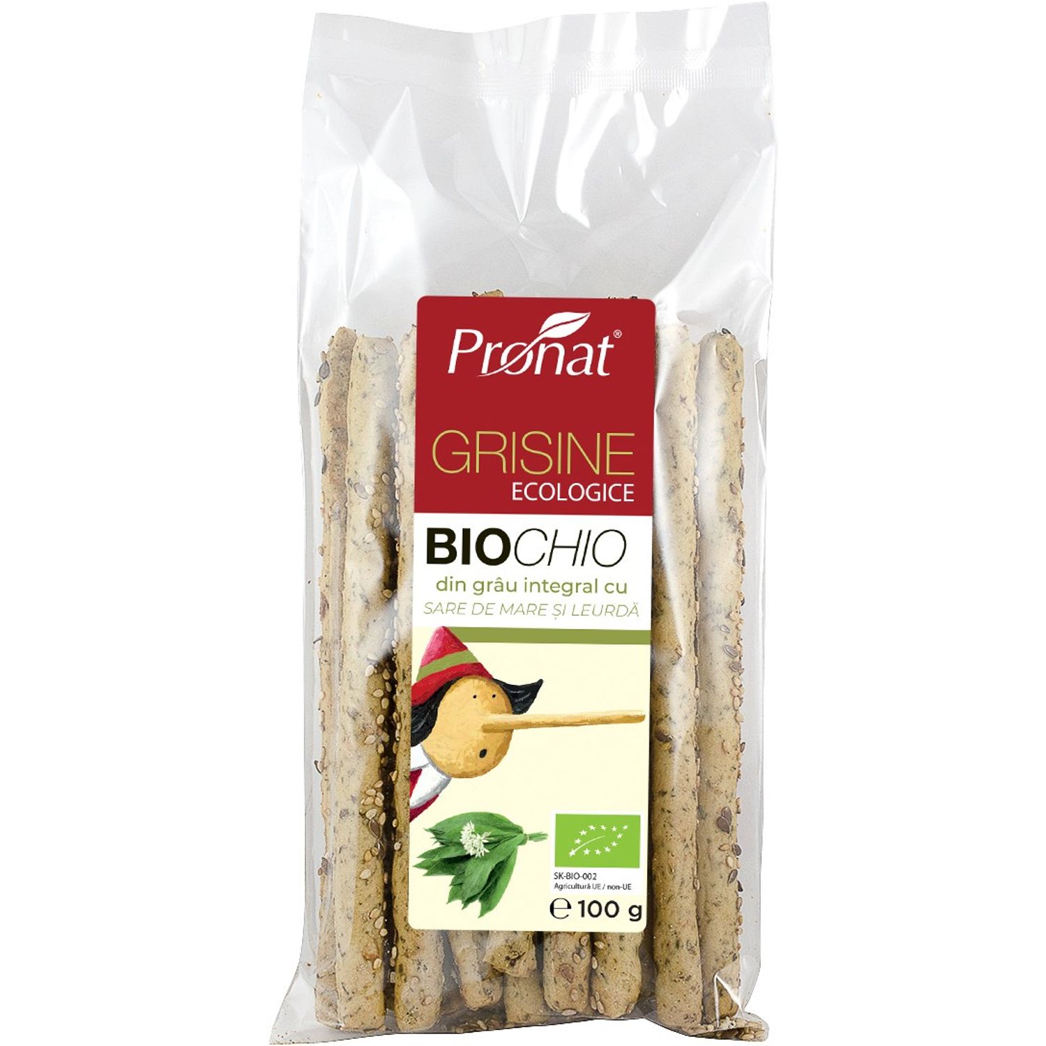 Grisine Bio din faina integrala de grau cu sare de mare si leurda 100g fotografia produsului