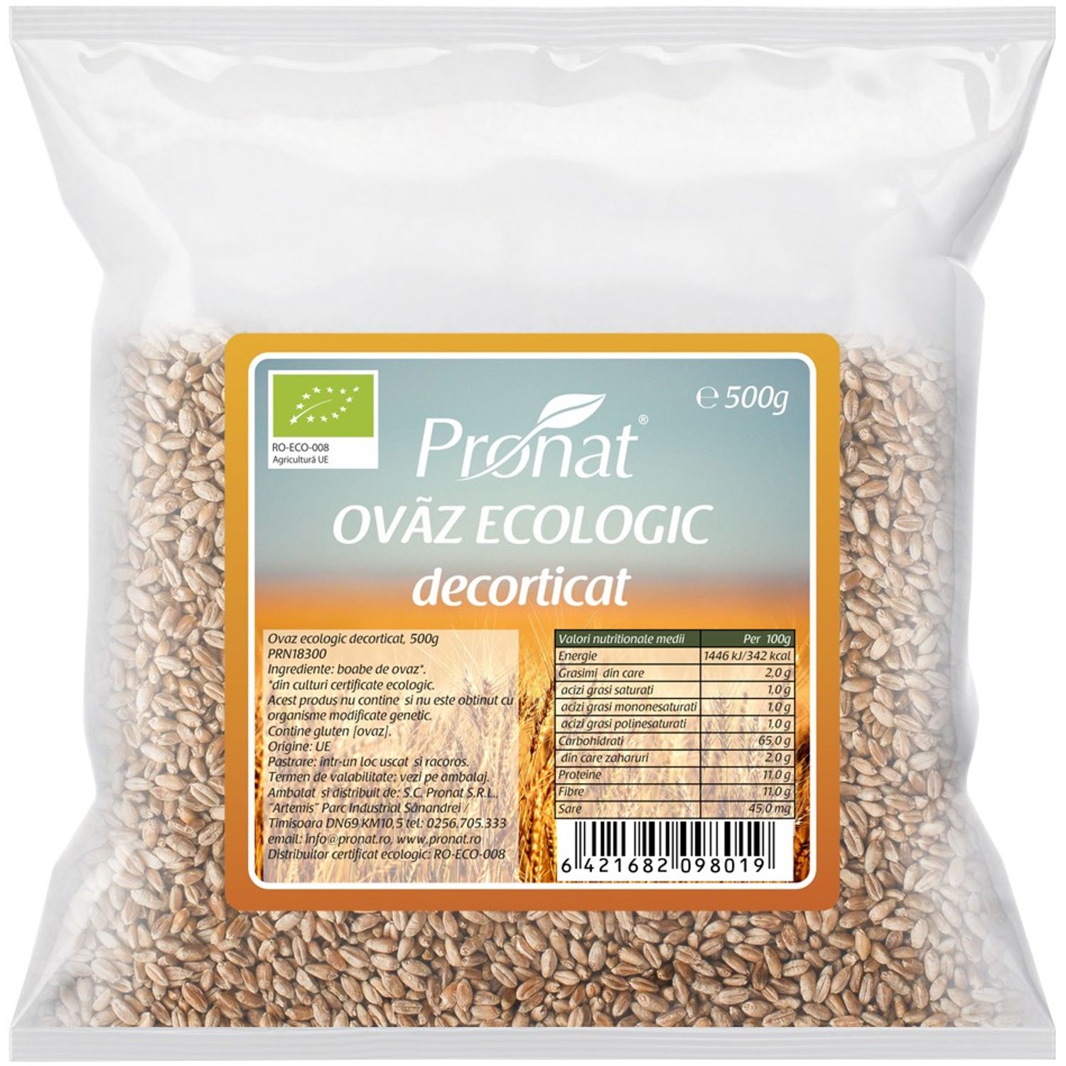 Ovaz Bio decorticat, 500 g fotografia produsului