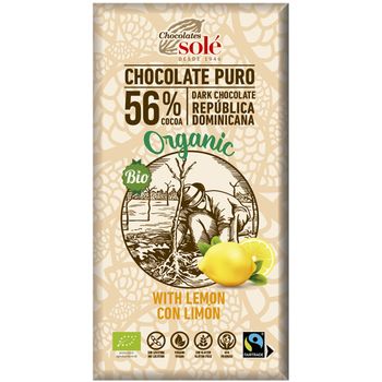 Ciocolata bio cu lamaie 56% cacao, 100 g chocolates sole