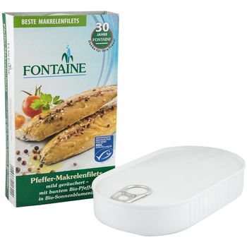 File de macrou cu piper in ulei de floarea soarelui bio, 200g fontaine