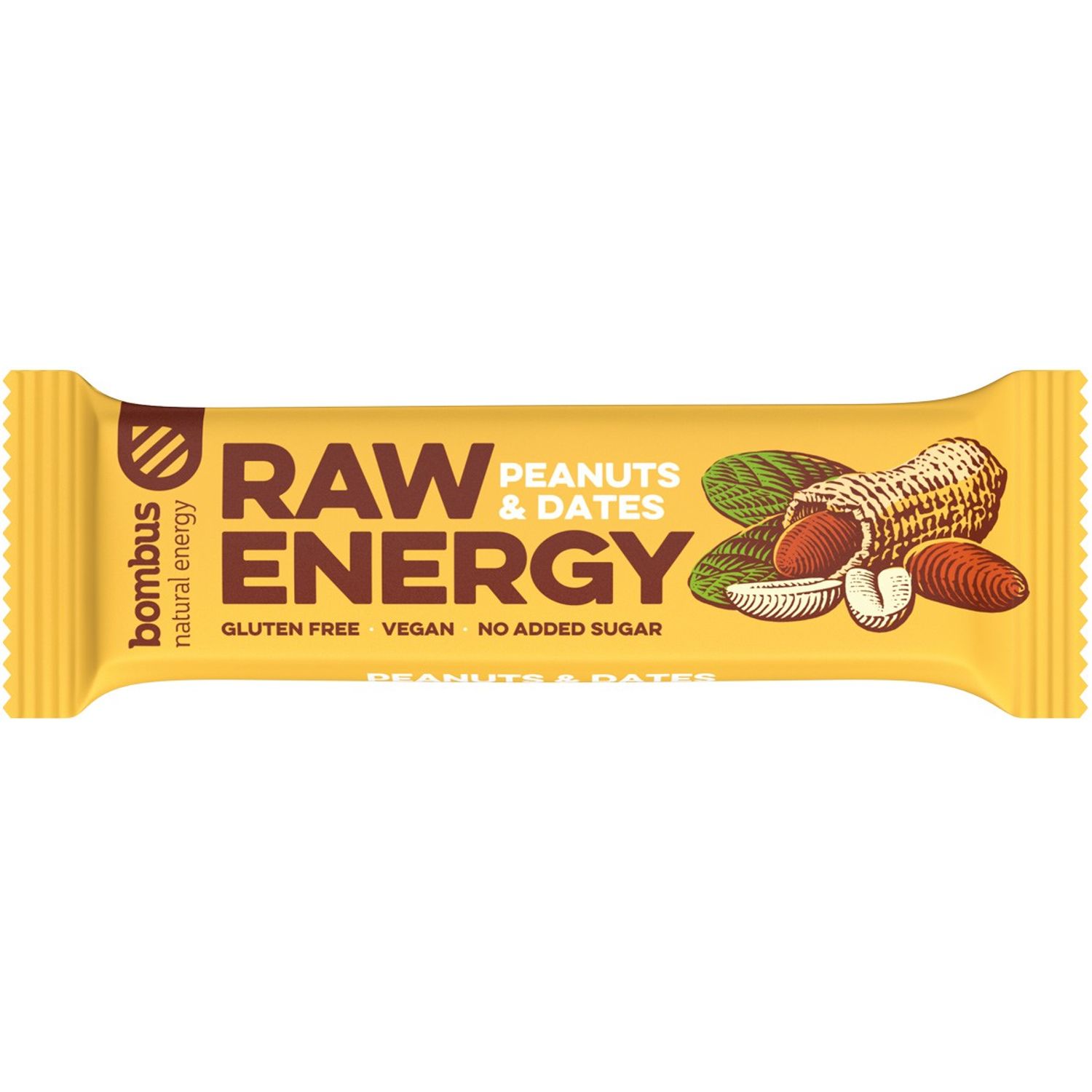 Baton proteic raw energy cu arahide si curmale, 50g Bombus fotografia produsului