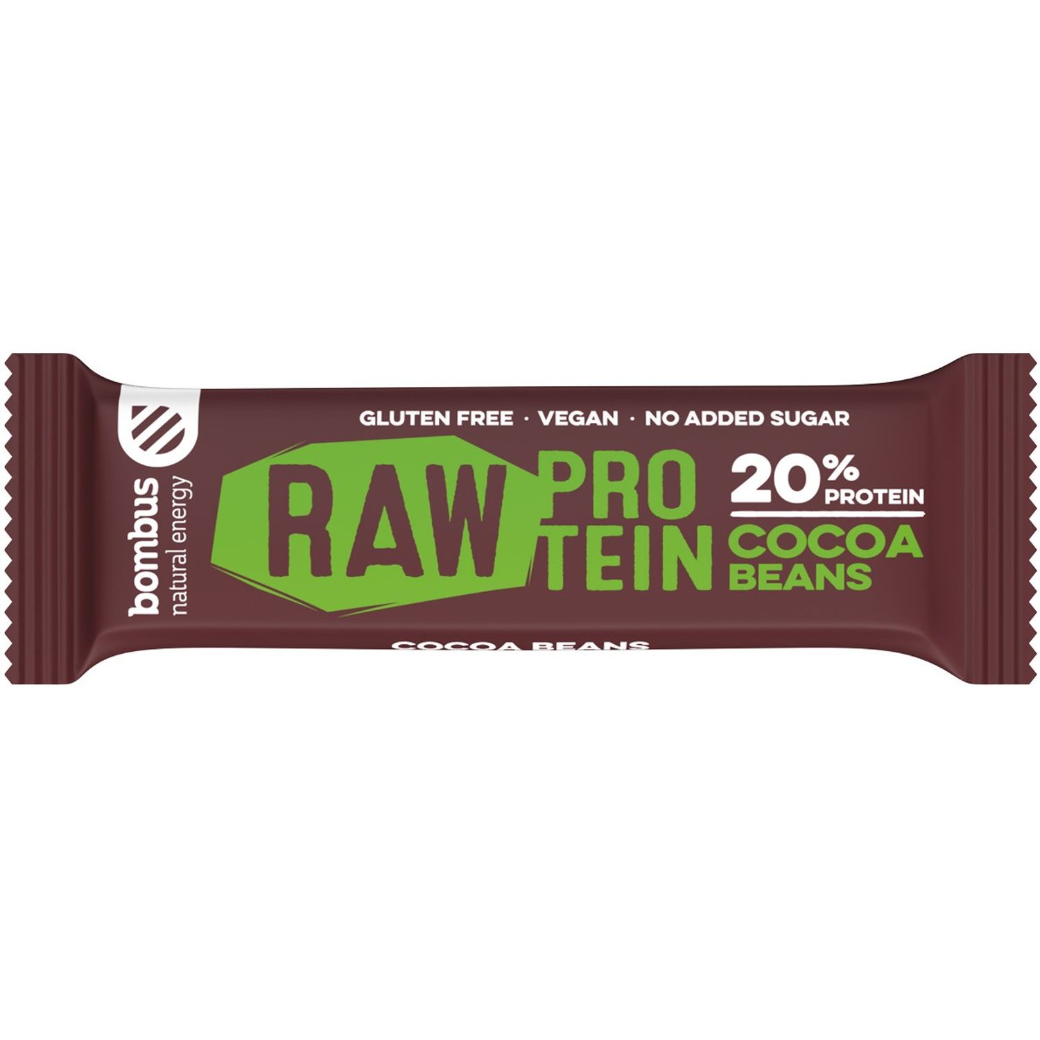 Baton proteic cu boabe de cacao, 20% proteine, 50g Bombus fotografia produsului