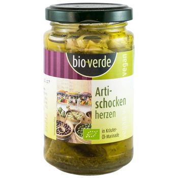 Bio verde inimi bio de anghinare, marinate in ulei si verdeturi, 200 g