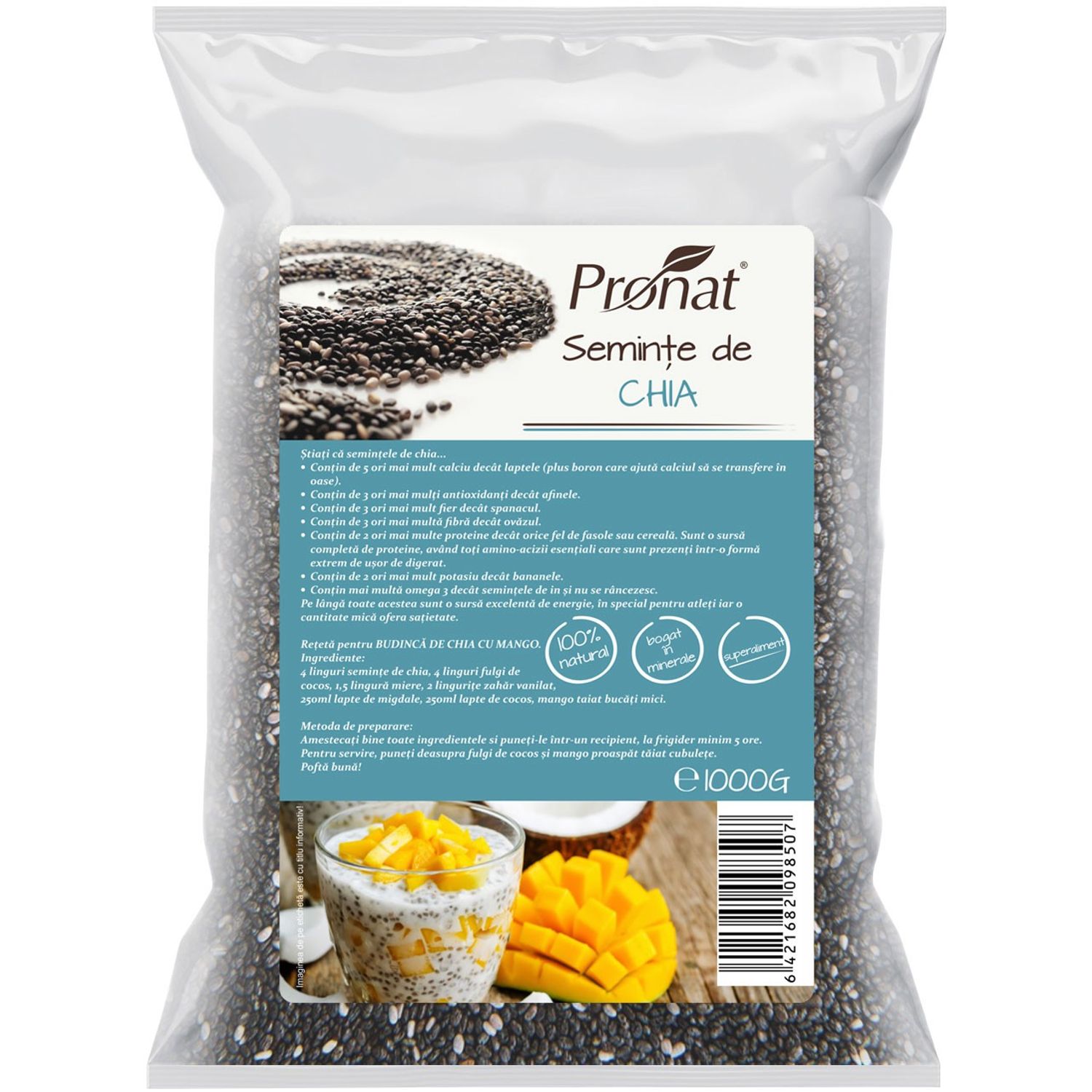 Seminte de chia, 1000 g Pronat fotografia produsului