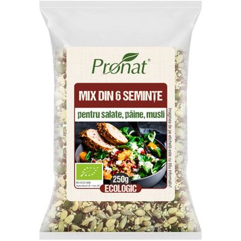 Mix bio din 6 seminte pentru salate, paine, musli 250g