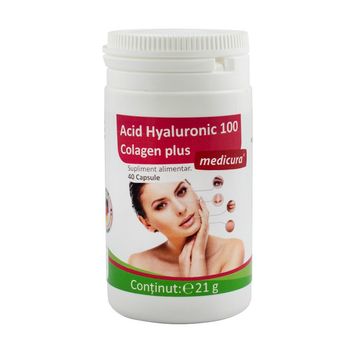 Acid hyaluronic 100 colagen plus, 40 capsule medicura