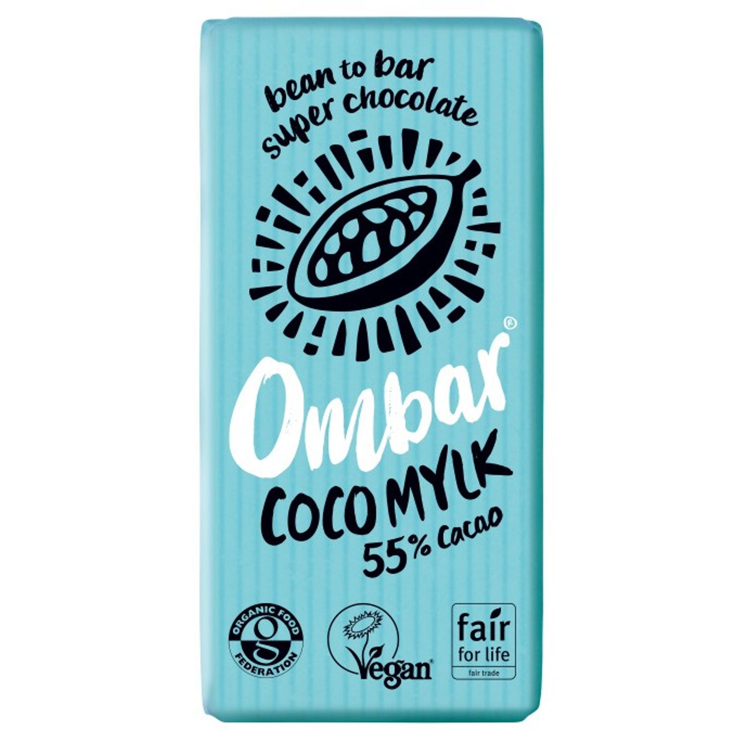 Ciocolata Bio cu cocos, 55% cacao neprajita (raw), 35g Ombar fotografia produsului