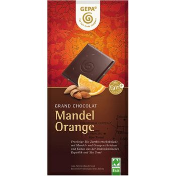 Ciocolata Bio amaruie cu migdale si portocale,100 g Gepa