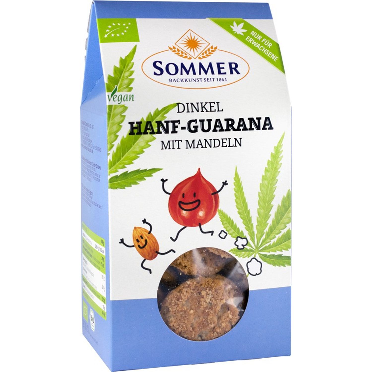 Biscuiti Bio cu canepa si guarana, 150g Sommer fotografia produsului