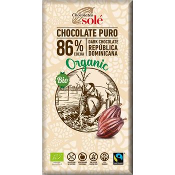 Ciocolata neagra Bio 86% cacao, 100gr Chocolates sole Chocolates Sole Chocolates Sole