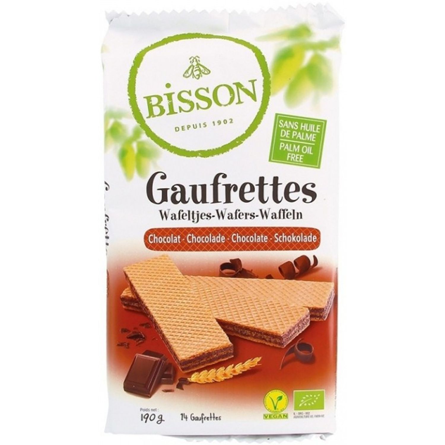Napolitane Bio cu ciocolata, 190 g bisson fotografia produsului