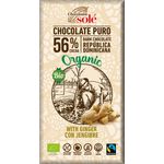 Ciocolata neagra Bio cu ghimbir, 56% cacao, 100 gr Chocolates sole fotografia produsului