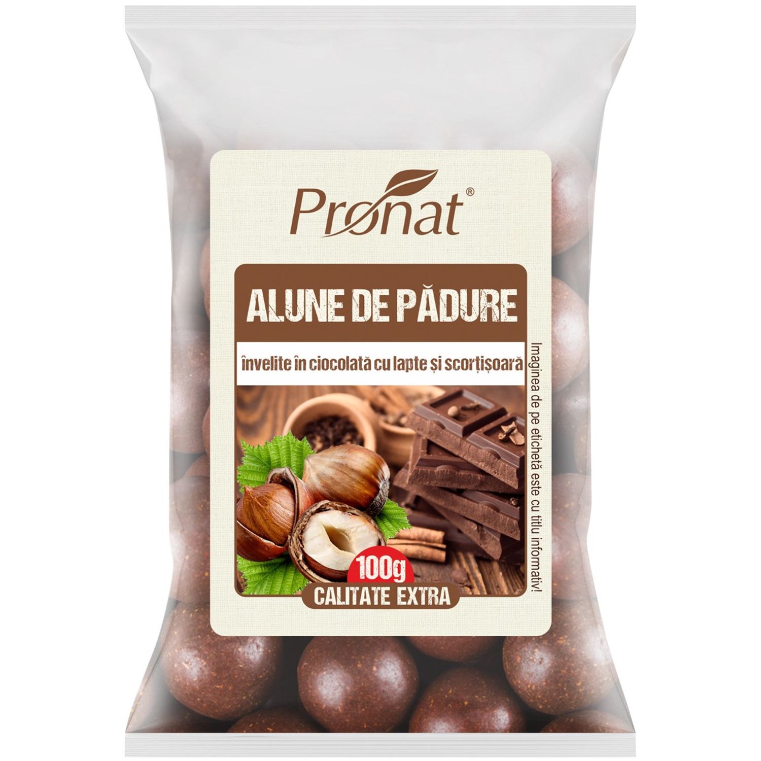 Alune de padure invelite in ciocolata cu lapte si scortisoara, 100g fotografia produsului