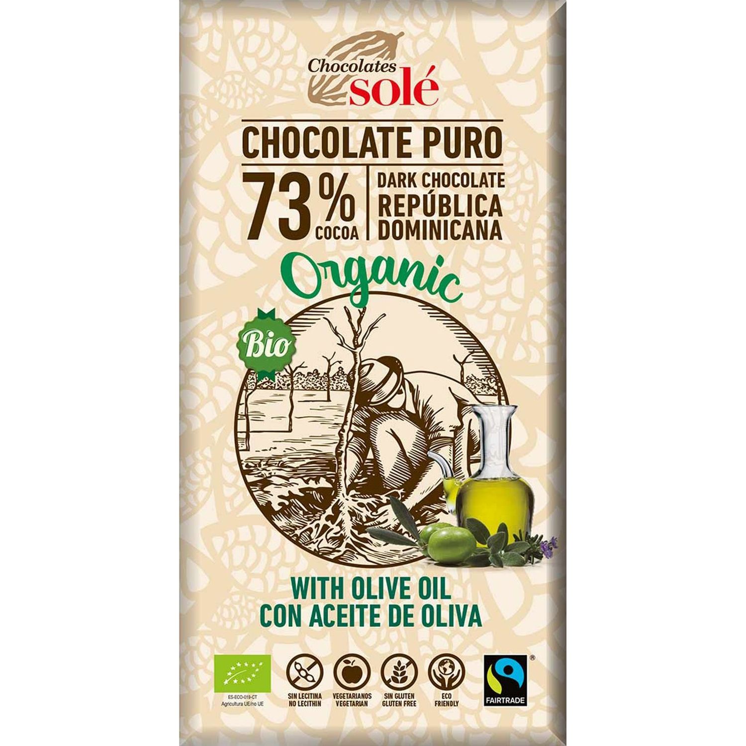 Ciocolata neagra Bio cu ulei extravirgin de masline, 100 g Chocolates sole fotografia produsului