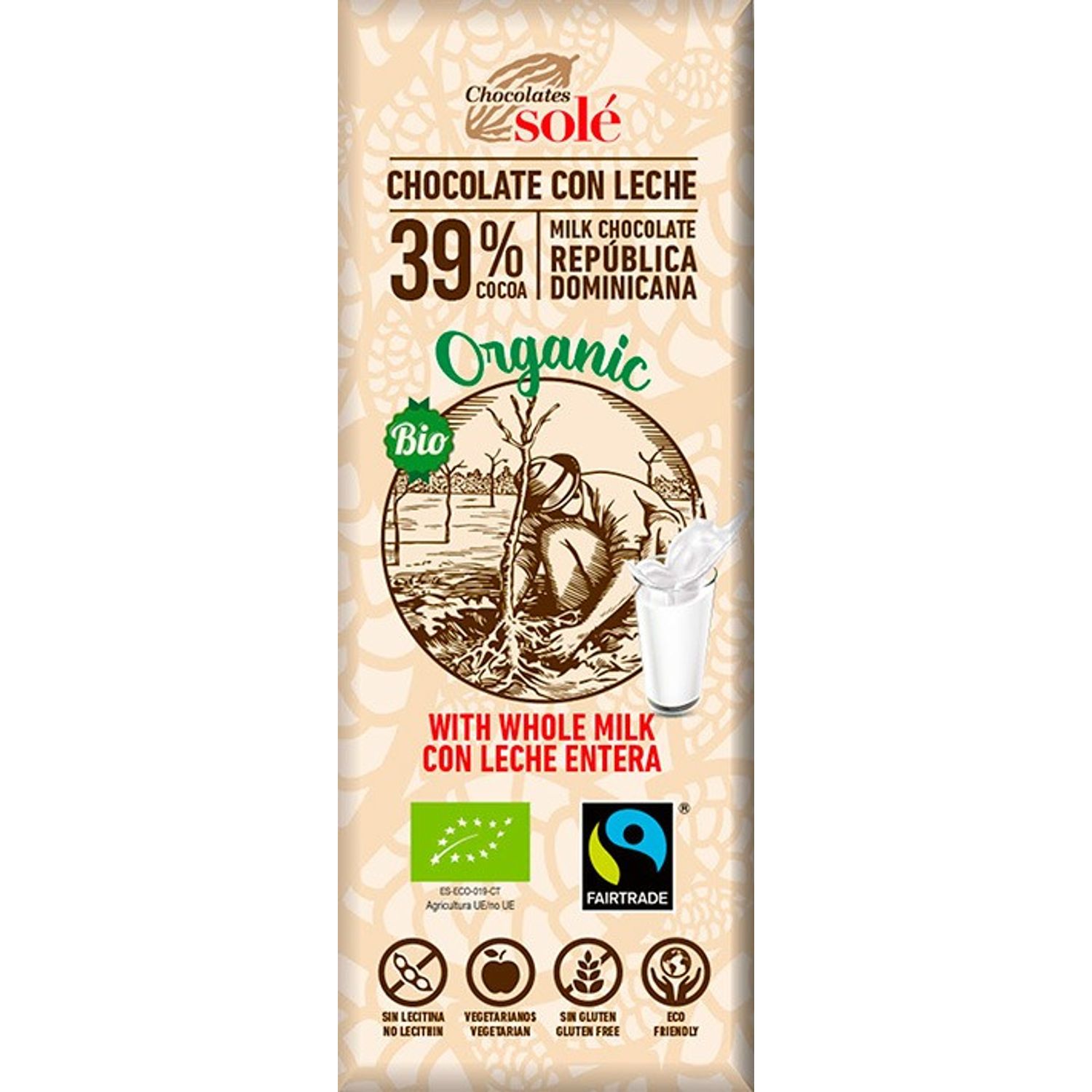 Mini tableta ciocolata Bio cu lapte, 25 g Chocolates sole fotografia produsului