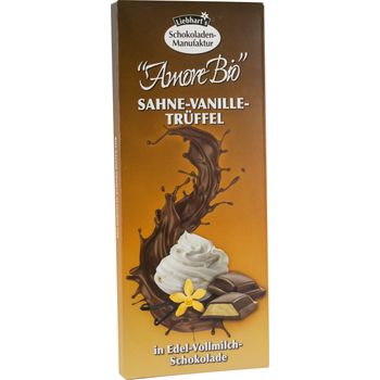 Ciocolata Bio cu lapte umpluta cu frisca, vanilie si trufe, 100g Liebhart’s amore Bio elefant.ro Alimentare & Superfoods