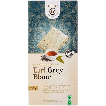 Ciocolata alba Bio cu ceai negru earl grey si ulei de bergamota, 80 gr Gepa