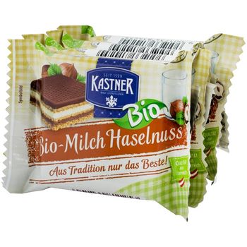 Napolitane bio cu lapte si alune, 100 g (4*25g) kastner