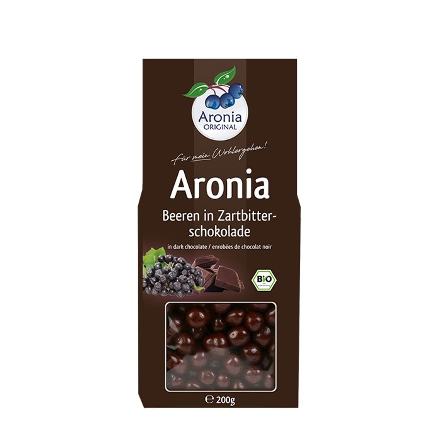 Fructe de Aronia Bio glazurate cu ciocolata, 200 g Aronia original fotografia produsului