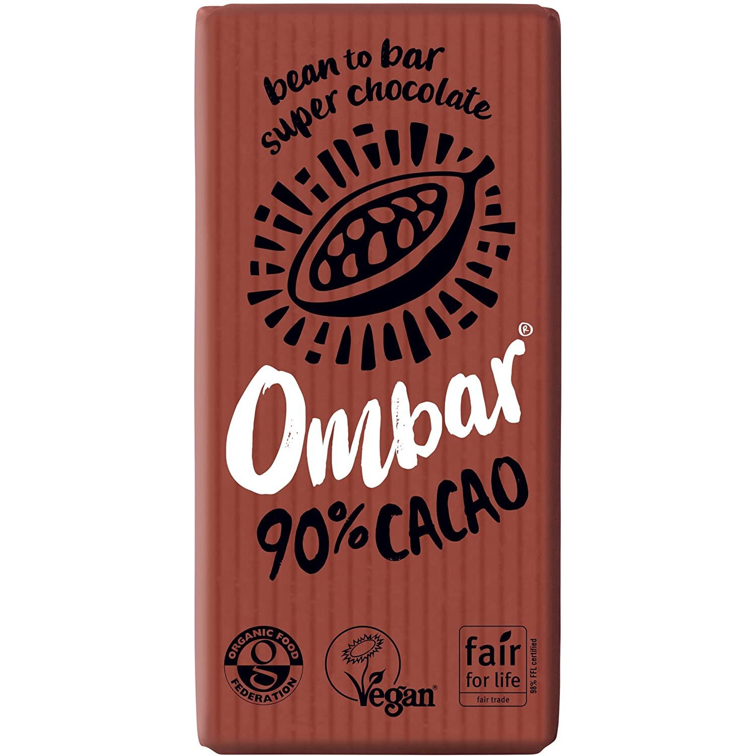 Ciocolata neagra Bio raw, 90% cacao, 35 g Ombar fotografia produsului
