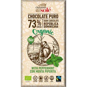 Ciocolata neagra cu menta Bio si fairtrade 73% cacao, 100g Chocolates sole Chocolates Sole Chocolates Sole
