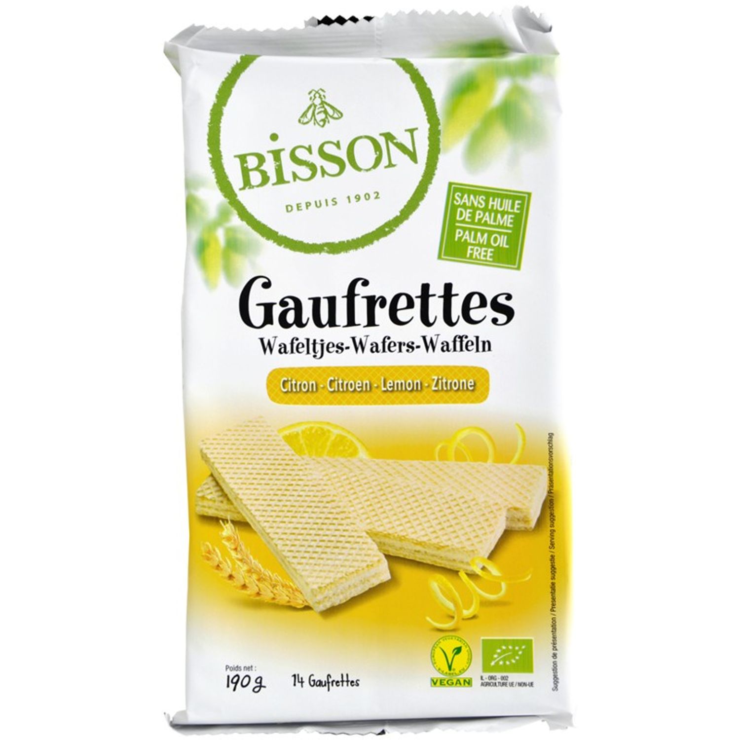 Napolitane Bio cu lamaie, 190 g bisson fotografia produsului