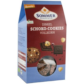 Biscuiti Bio din faina de grau spelta cu ciocolata amaruie si alune, demeter, 150 g Sommer